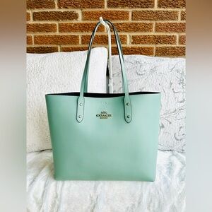 Coach Light Green Leather Tote